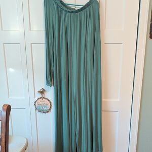 Free People Beach One Sleeved Green Sunday Stroll Jumpsuit